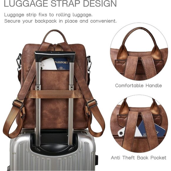 Elegant Women\'s Leather Backpack Purse with Anti-Theft Pocket & Convertibility main image 6